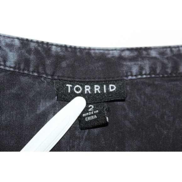 Torrid Mini Challis Zip Front Shirt Dress Tie Dye Gray Plus Size 2 2X Grunge - Picture 5 of 13